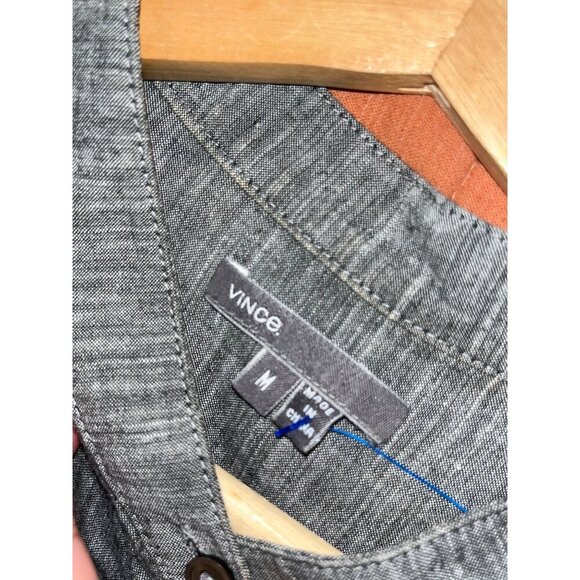 Vince Gray Button-Up Tie-Sleeve Women's Midi Shirt Dress Size Medium - Picture 6 of 8